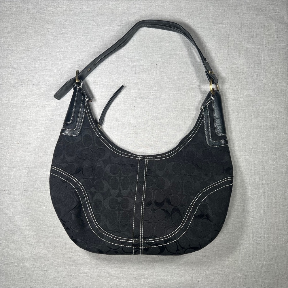 Coach Black Leather-trimmed Shoulder Bag